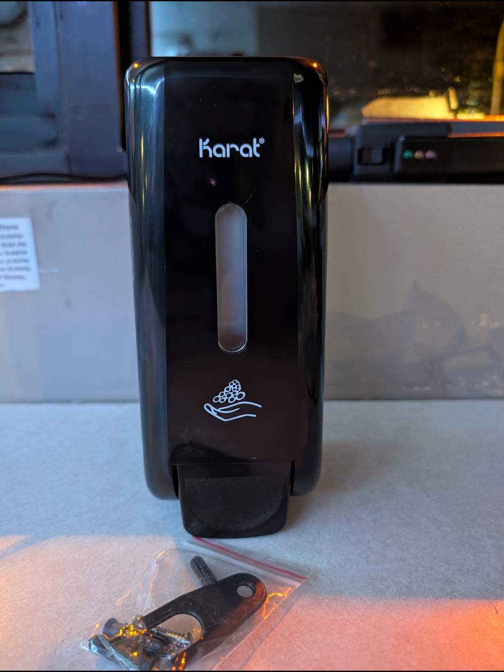 Karat Black Wall-Mount Soap or Sanitizer Dispenser